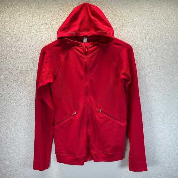 Lululemon Ventilate Hooded Jacket Womens Size 8 Flamenco Red Training Gym Sports - Picture 4 of 16